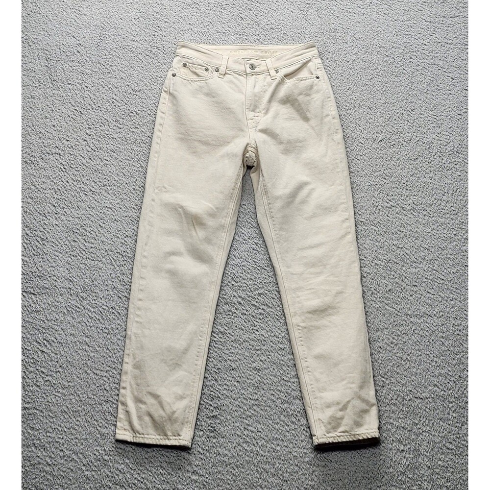 American Eagle Mom Jeans Cream Off-White High Waisted Women's Size 0 Regular